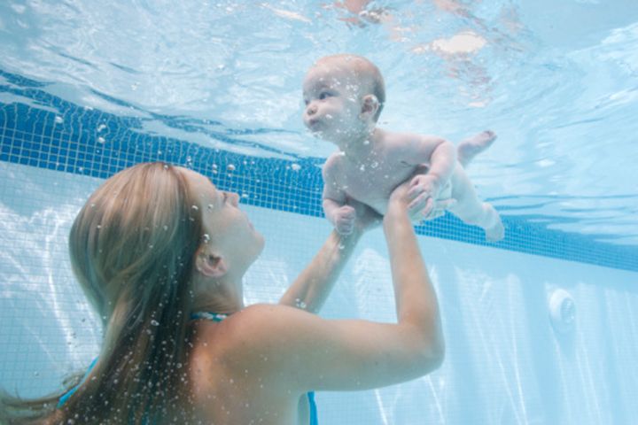 daughter in swimming pool