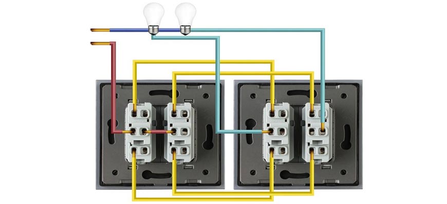 Как подключить проходной выключатель