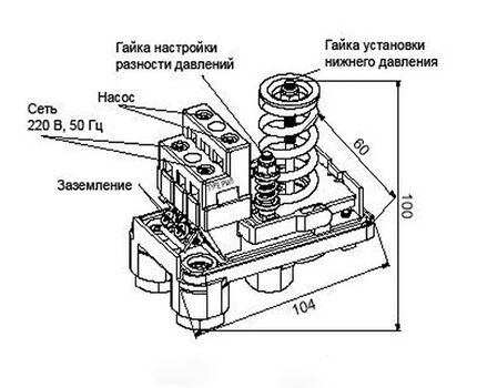 Реле давления и клеммная колодка