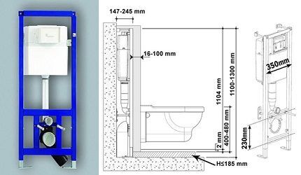 Схема унитаза с инсталляцией