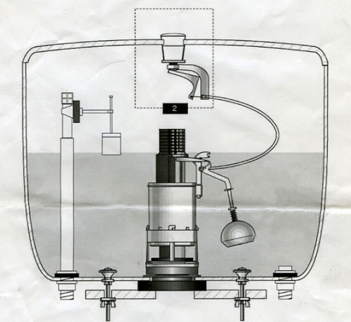 Устройство сливного бачка унитаза с кнопкой схема
