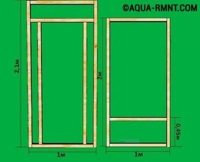 Передний и задний каркас для строительства дачного туалета