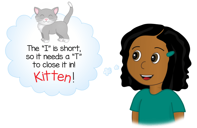 girl figures out how to spell kitten