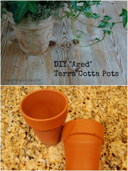 Pottery Barn Inspired Aged Terra Cotta Pots