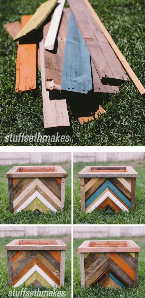 Recycled Wood Chevron Planter Box