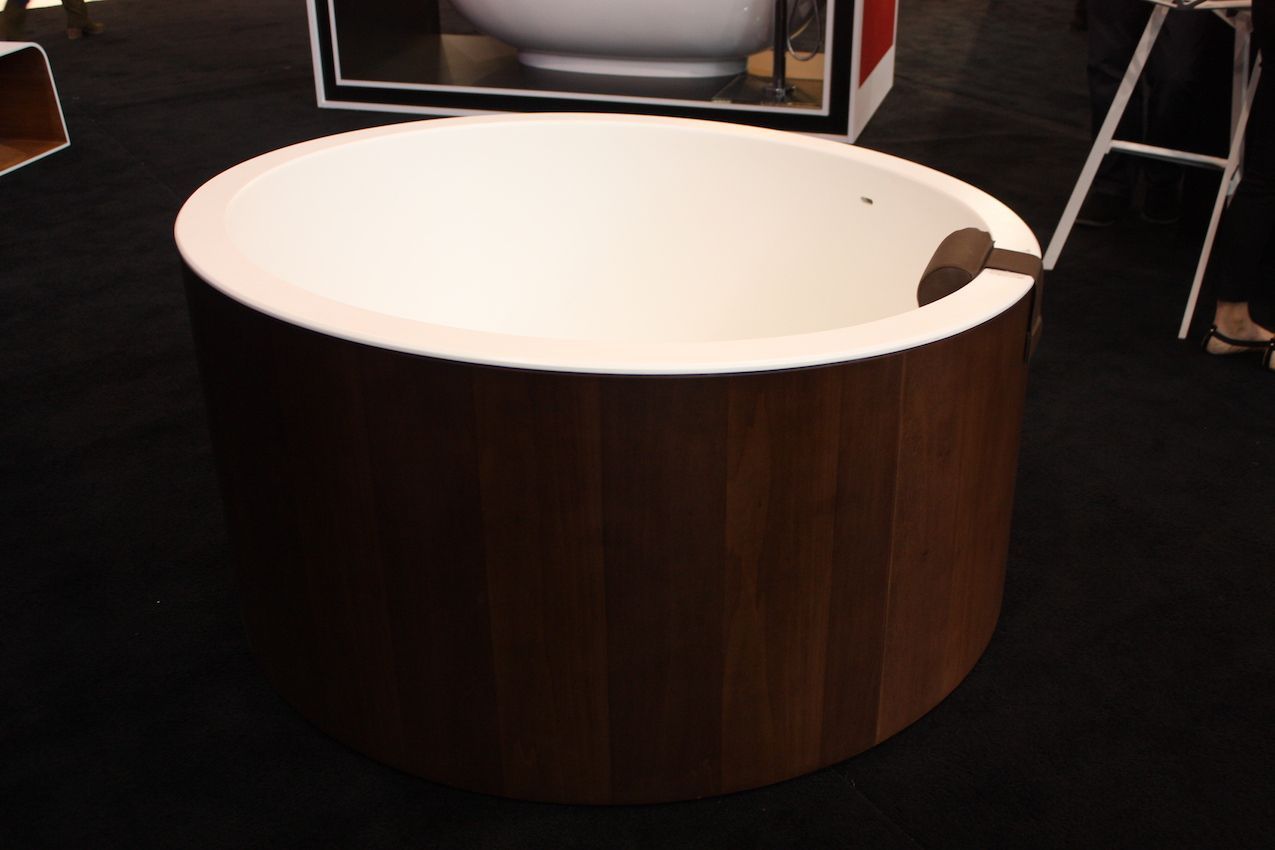 A bit more like a western hot tub because of the different interior, this wooden bathtub is a soaking tub by Graff.