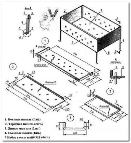 Разборный мангал с крепежом