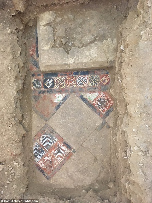 A stunning 13th century tiled floor has been found two metres (6.5ft) below the current floor level at a medieval Abbey, in what has been described as a 