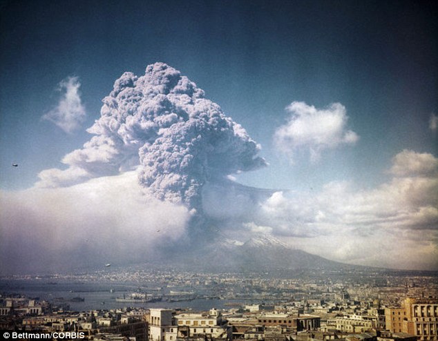 August 24, in AD79, is the day Vesuvius erupted, burying in its ashes the towns of Pompeii and Herculaneum. The eruption of Mt. Vesuvius, Italy. UPI color slide. ca. 1944 Mt. Vesuvius, Italy..