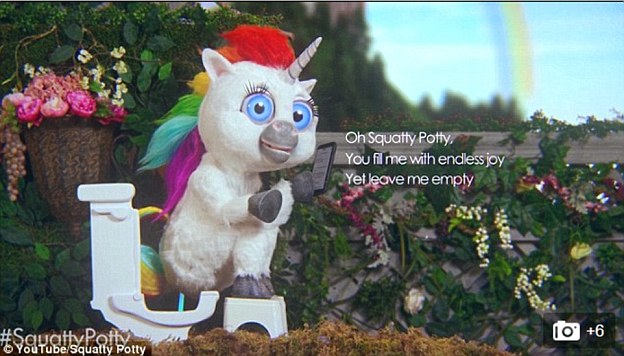 Squatty Potty shot to fame last year after its television advert ¿ featuring a wide-eyed unicorn who squats over a series of wafer cones and fills them up with rainbow-coloured 