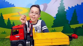 #Bruder машинки Грузовик с краном манипулятором MercedesBenz Разгрузка Orbeez Bruder trucks for kids