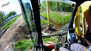 Перестройка переезда на Komatsu PC 210 | Construction ditch crossing.