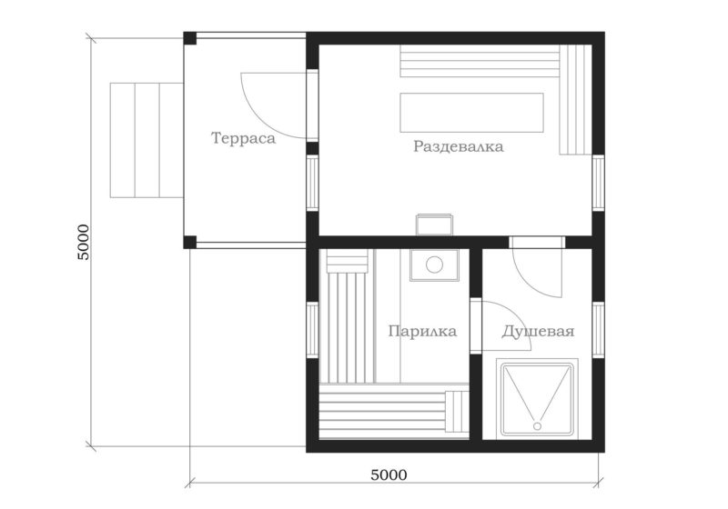 «Проект бани 5 на 5: фото, особенности составления и примеры» фото - proekt 5 5 2 800x560