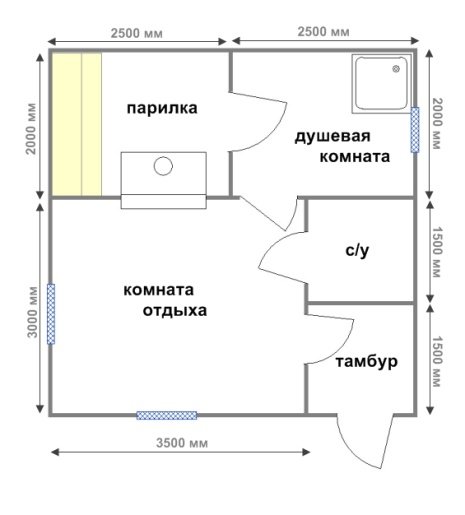 «Проект бани 5 на 5: фото, особенности составления и примеры» фото - proekt 5 5 7