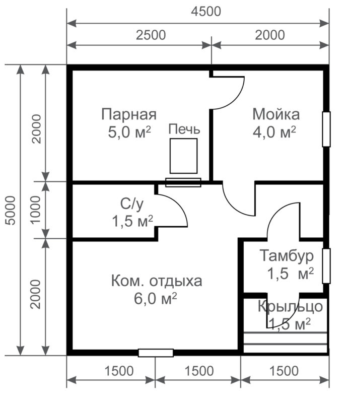 «Проект бани 4 на 5: преимущества, особенности составления и примеры» фото - proekt bani 4 5 4 693x800