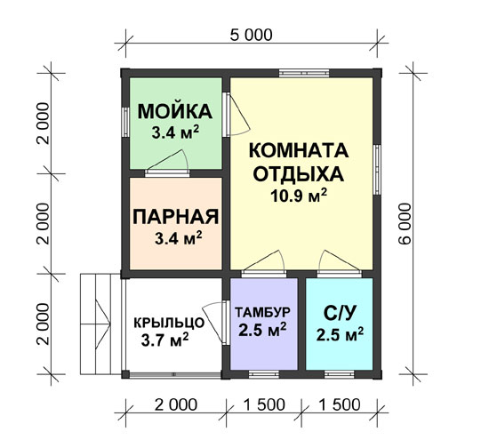 «Баня 5 на 6: планировка, особенности составления проекта. Вариан