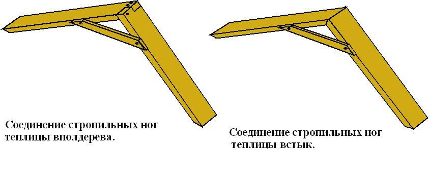 Соединение стропил теплицы