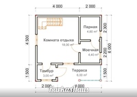 Проект бани 6 на 6 с террасой из газобетона