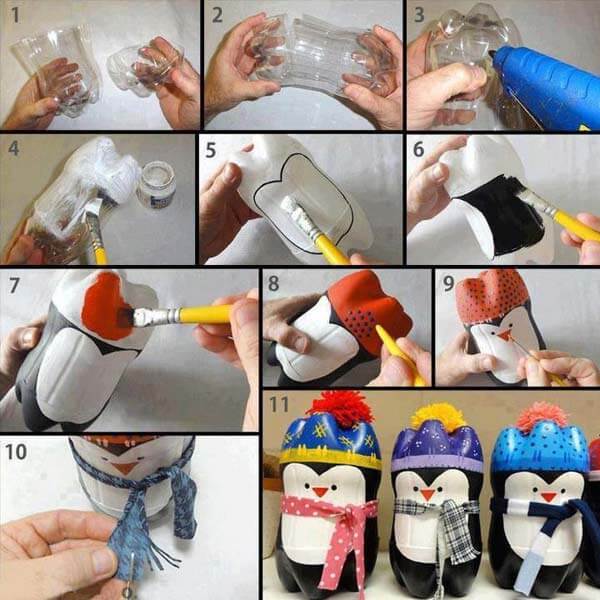 DIY-Plastic-Bottles-Snowman-idea Step by Step Tutorial : Best out of waste ideas from plastic bottles